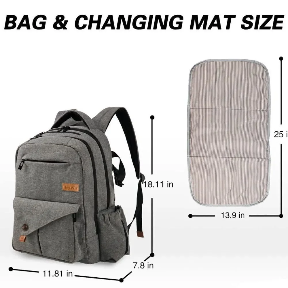 NWOT Hap Tim Multi-Function Large Baby Diaper Bag Backpack GREY FREE GIFT